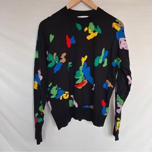 & Other Stories 100% cotton lightweight black abstract pattern crew